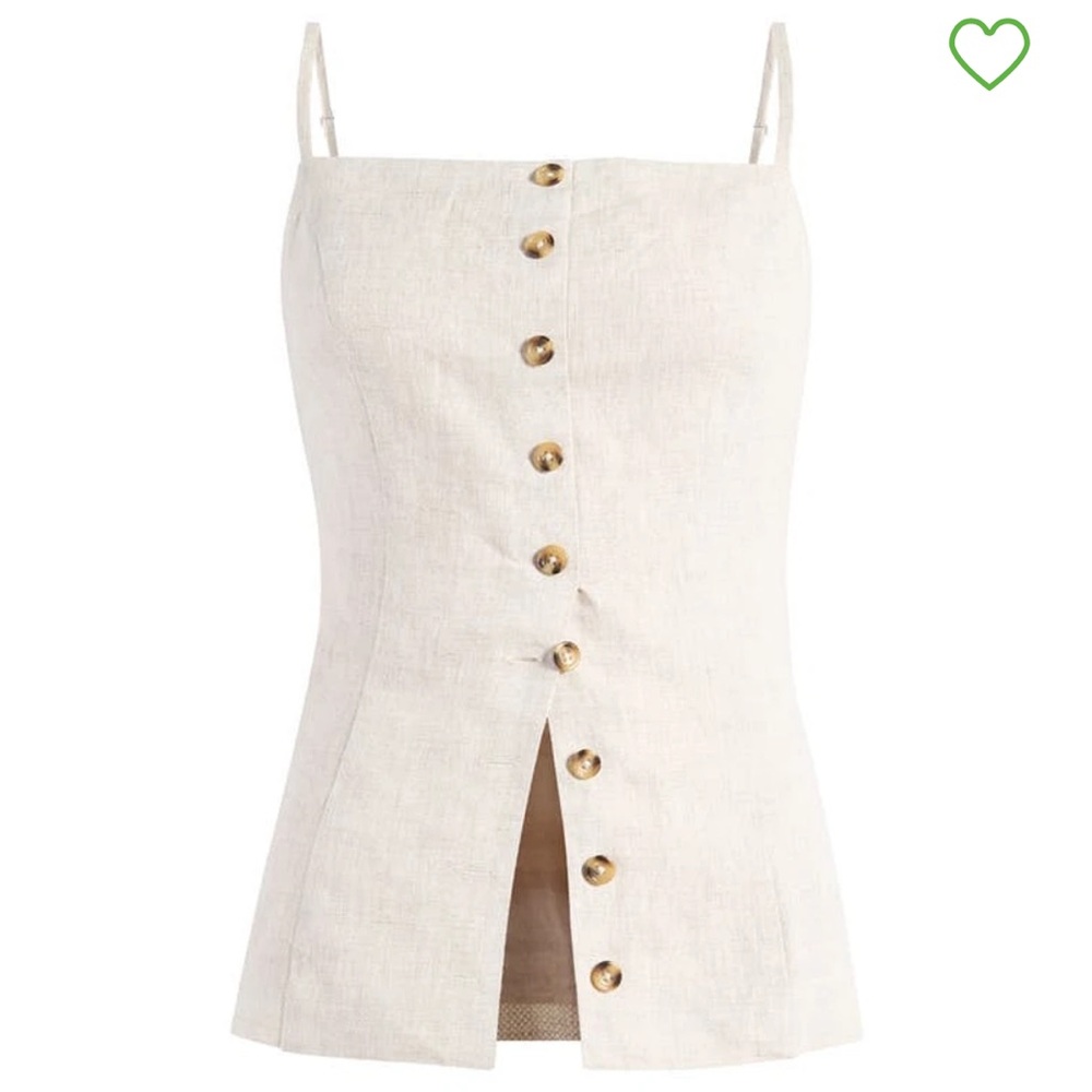 NEW Reformation Antonia linen top button front oatmeal 2